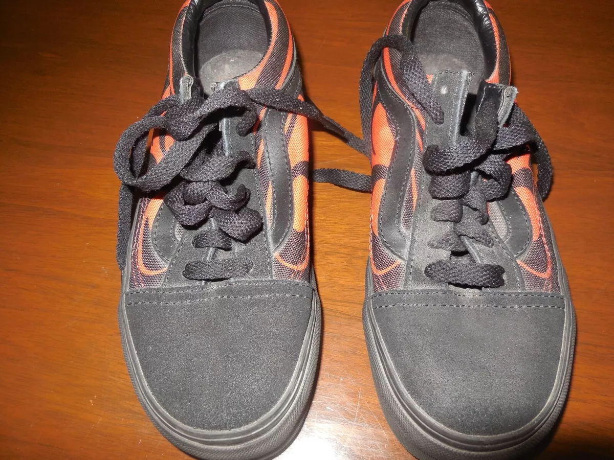 Vans black and orange skool boys size 4 women&#039;s 5.5 Ultra rare colors | eBay