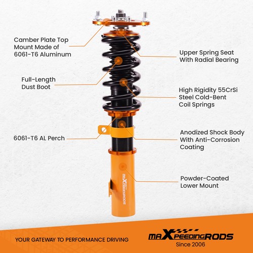 Street Coilover Lowering Shock Kit For Toyota Corolla Matrix E130 1.8L 03-08 - Picture 11 of 12