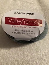 Valley Yarns Southwick Pima Cotton bamboo Viscose 50grams 105 Yards Green