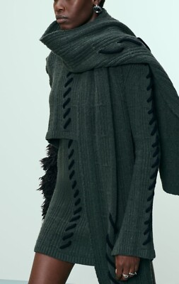 green knitted dress zara RRP $169 ZARA KNIT DRESS 100% WOOL FABRIC GREEN, US SIZE L NEW WITH TAG
