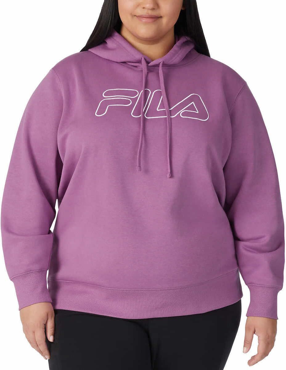 Fila maglione donna in pile peso medio logo felpa con cappuccio (media gelso)