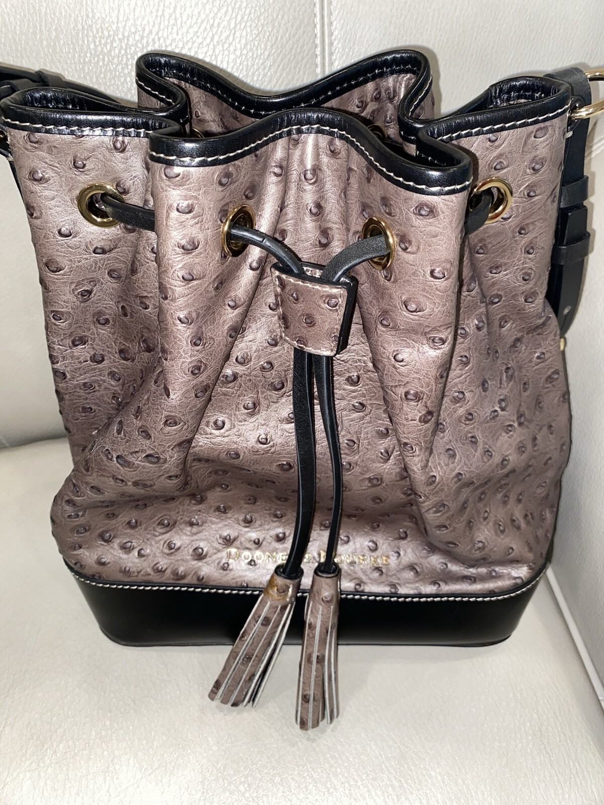 Dooney & Bourke Sample Bucket Drawstring Bag Grey… - image 2