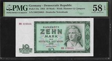 Germany Democratic Republic 10 Mark 1964 PMG 58 EPQ P#23a, F. Schiller