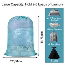 HEAVY DUTY Nylon Mesh Laundry Bag 24" x 36" Locking Drawstring  TEAL - BRAND NEW