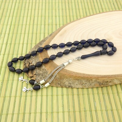 Sufi Dark Navyblue Tightening Amber 33 bead Tasbih Prayer Beads sibha  406031-S
