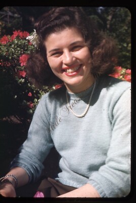 Pretty Woman Named 1940s Slide 35mm Red Border Kodachrome Atami Japan Fashion