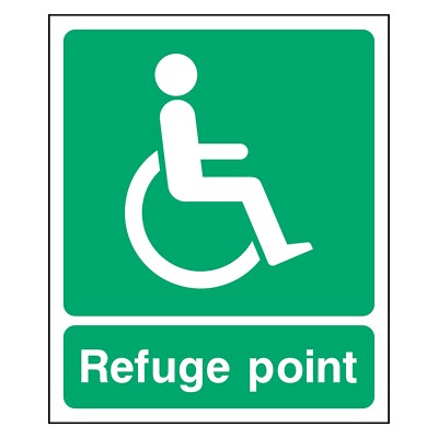 Behindertenzuflucht Punkt Schild oder Aufkleber | EMER0078