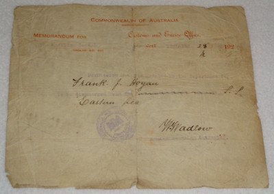 Commonwealth of Australia 1920s Customs Port Inspector Rare Original Document