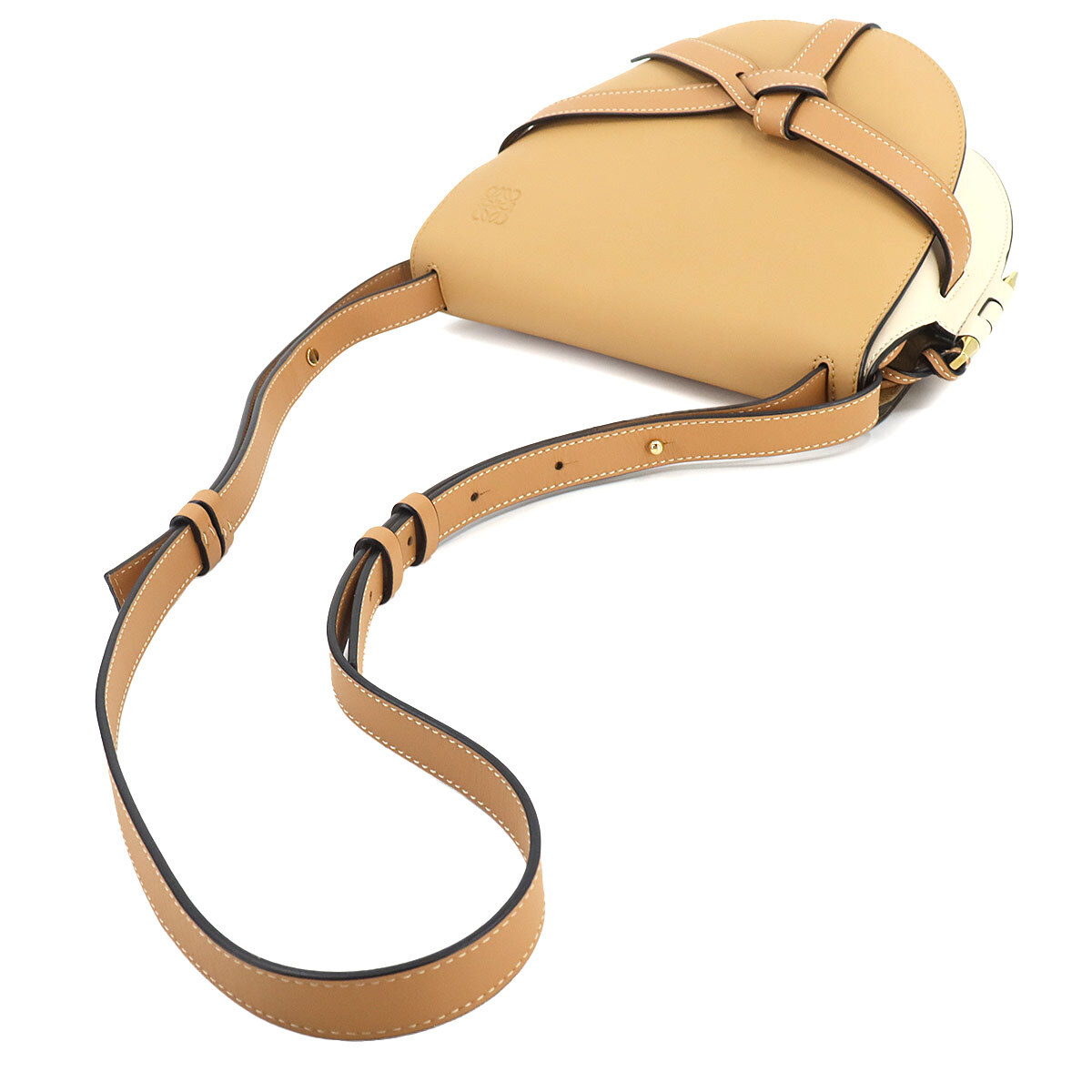 LOEWE Gate Bag Small Shoulder Bag Leather Beige White