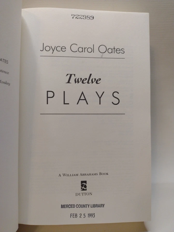 Twelve Plays by Joyce Carol Oates -1991 -HCwDJ -1st Print -ExLibrary  - Image 4 of 4