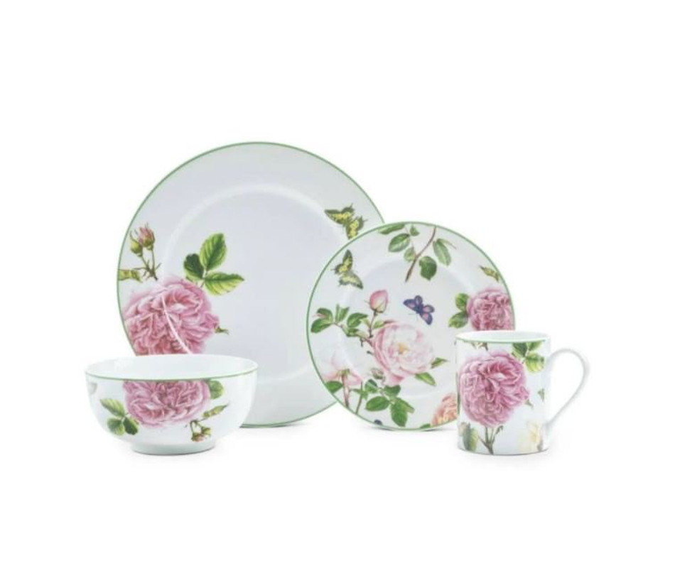 Spode Home Floral Roses 16 Piece Porcelain Dinnerware Set