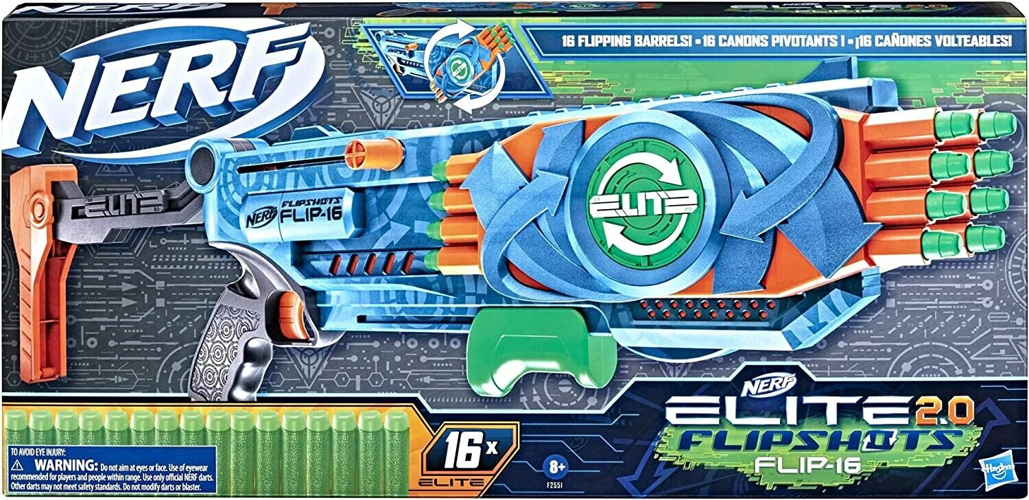 Nerf Elite 2.0 Flipshots Flip-16 Blaster, 16 Dart Barrels Flip, Kids Toy  for Boys and Girls with 16 Darts