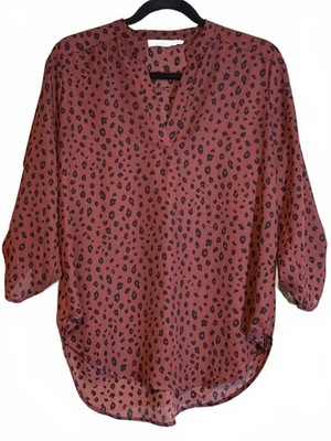Lush Women's Medium Rust Red Animal Print Blouse