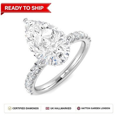 3,60 ct D-E/VS Lab Grown Diamant Seitenstein Ring 950 Platin sofort lieferbar