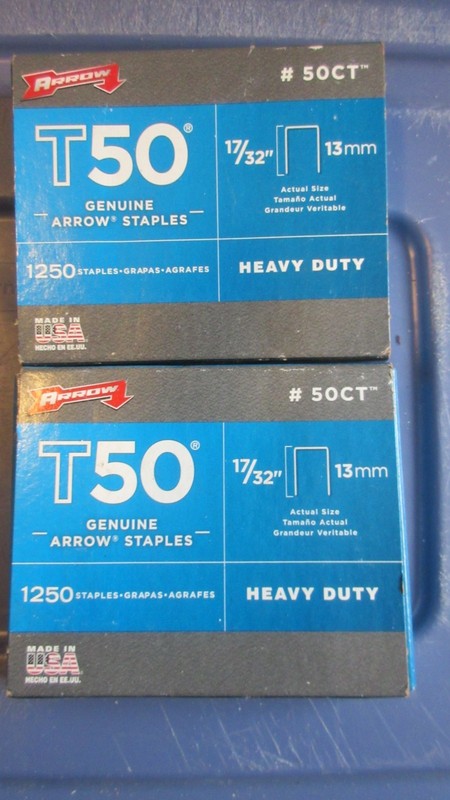 Arrow Staples T50 #50CT, 17/32" - 13mm , 1250 Staples. X2 BOXES 5000 PC