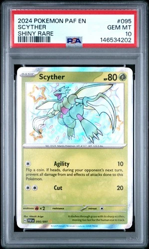 2024 POKEMON PAF EN-PALDEAN FATES SHINY RARE #095 SCYTHER PSA 10