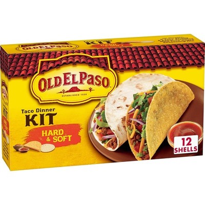 Old El Paso Hard Soft Taco Dinner Kit 12 ct 11.4 oz Shells Sauce Seasoning Mix
