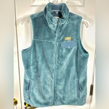 LL Bean Women's Gilet Mountain Hi-Pile Fleece Vest Classic Logo Full Zip Large