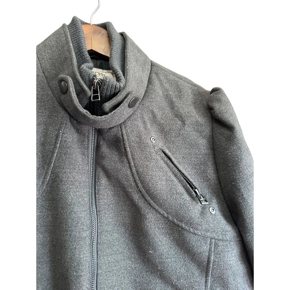Chaqueta de bombardero DECREE gris cuello acolchado para mujer talla L/G Foto 4 de 4
