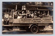 1913 RPPC Portrait Tourists Carabanc Tourist Bus Tour Potsdam Germany Postcard