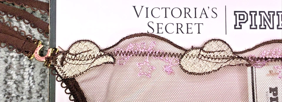 Sexy Victoria's Secret ROSA NUEVO CON ETIQUETAS Mediano Marrón Tirantes Tanga en V Malla Panty Vaquera Foto 4 de 4