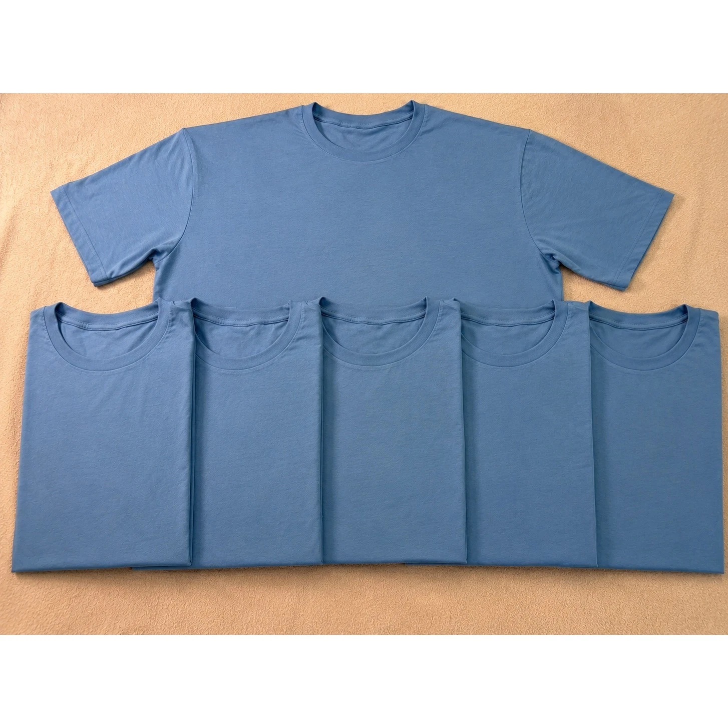 Royal Avalon Mens XL Bamboo Cotton UPF 50+ Sun Protection T-Shirt Sky Blue 6 Pk
