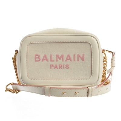 Schultertasche Balmain Weiß Rosa B-Army Camera Bag