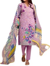 Womens Lavender Floral Shalwar Kameez Indian Pakistani Medium. 3 Pc Suit
