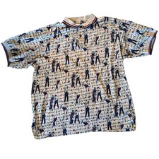 Vintage Arnold Palmer Novelty Golf Print Grunge Polo XL
