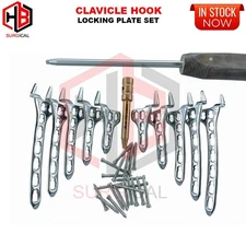 Clavicle Hook Locking Plate 3.5mm 3 -7H L& R with Screw 60 Pc Instrument SS 316L
