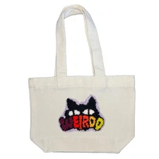 100% Cashmere Embroidery (HAND MADE) Canvas Mini Tote Bag - WEIRDO BLACK CAT