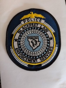 Montana Black feet Law Enforcement Services Police Embroidery Patch Eagle Blue
