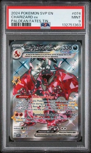 Pokémon TCG Charizard EX 074 Paldean Fates Tin Promo Card SVP PSA 9