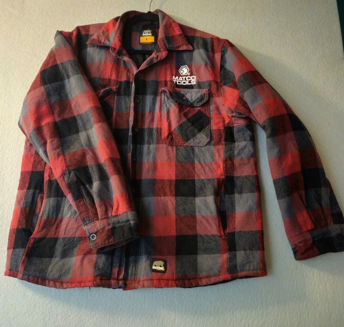 Berne Flannel-Lined MATCO TOOLS Work Jacket Size L Heavy Duty Comfort