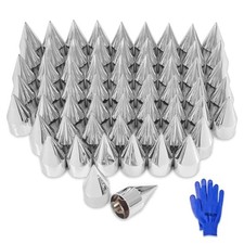 60Pcs Lug Nut Covers 33mm x 4 1/4" Spike Nut Covers ABS Chrome Plastic 60 PCS