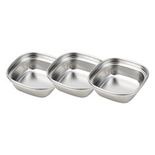 3 Pcs Stainless Dipping Plate Condiment Dishes Small Bowls Steel