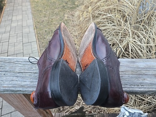 Allen Edmonds Sanford Burgundy Medallion Cap Toe Dress Shoes Mens 10 D, LOT B - Picture 13 of 23
