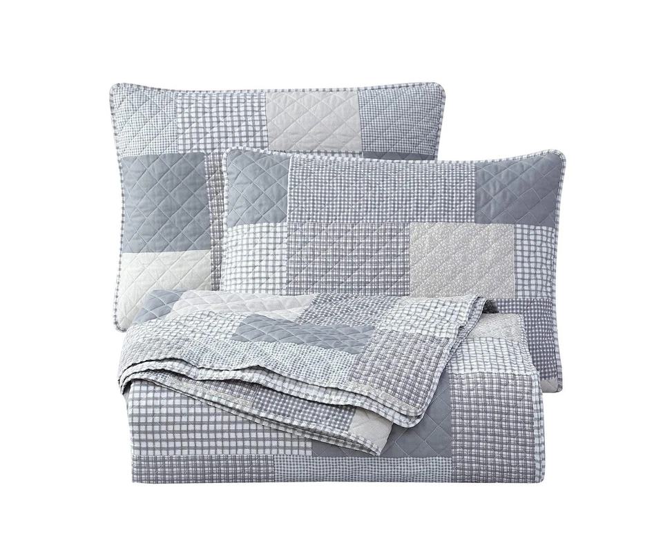 Anderson 3-Piece Printed Patchwork Quilt Set - Plaid Checkered Stripe Coverle... - Image 2 of 4