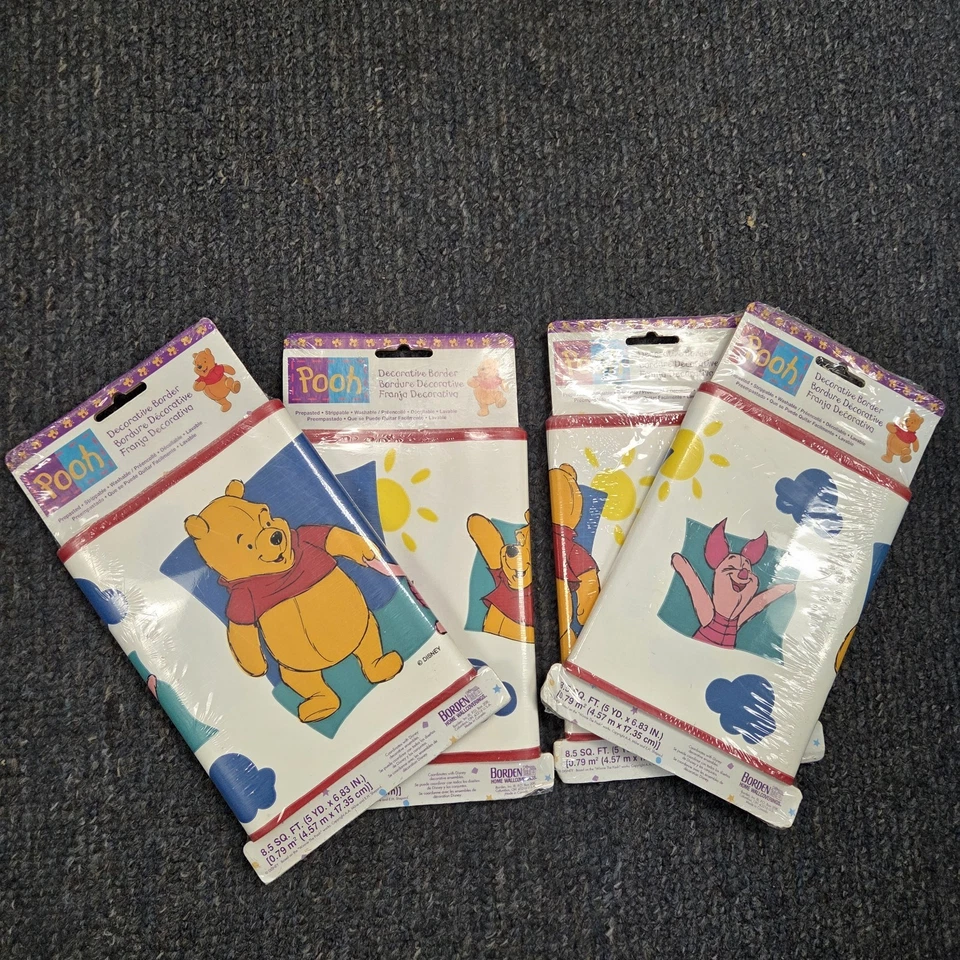 4 New Disney WINNIE THE POOH 90s Vintage Decorative Border 5 Yards each Nursery - Image 2 of 4
