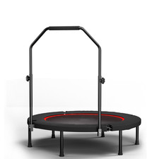 Foldable Fitness Trampoline with Adjustable Handle 6 Legs Stable Rebounder