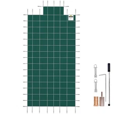 20x40ft Rectangular Mesh Safety Cover with 4x8ft Center Steps, Green