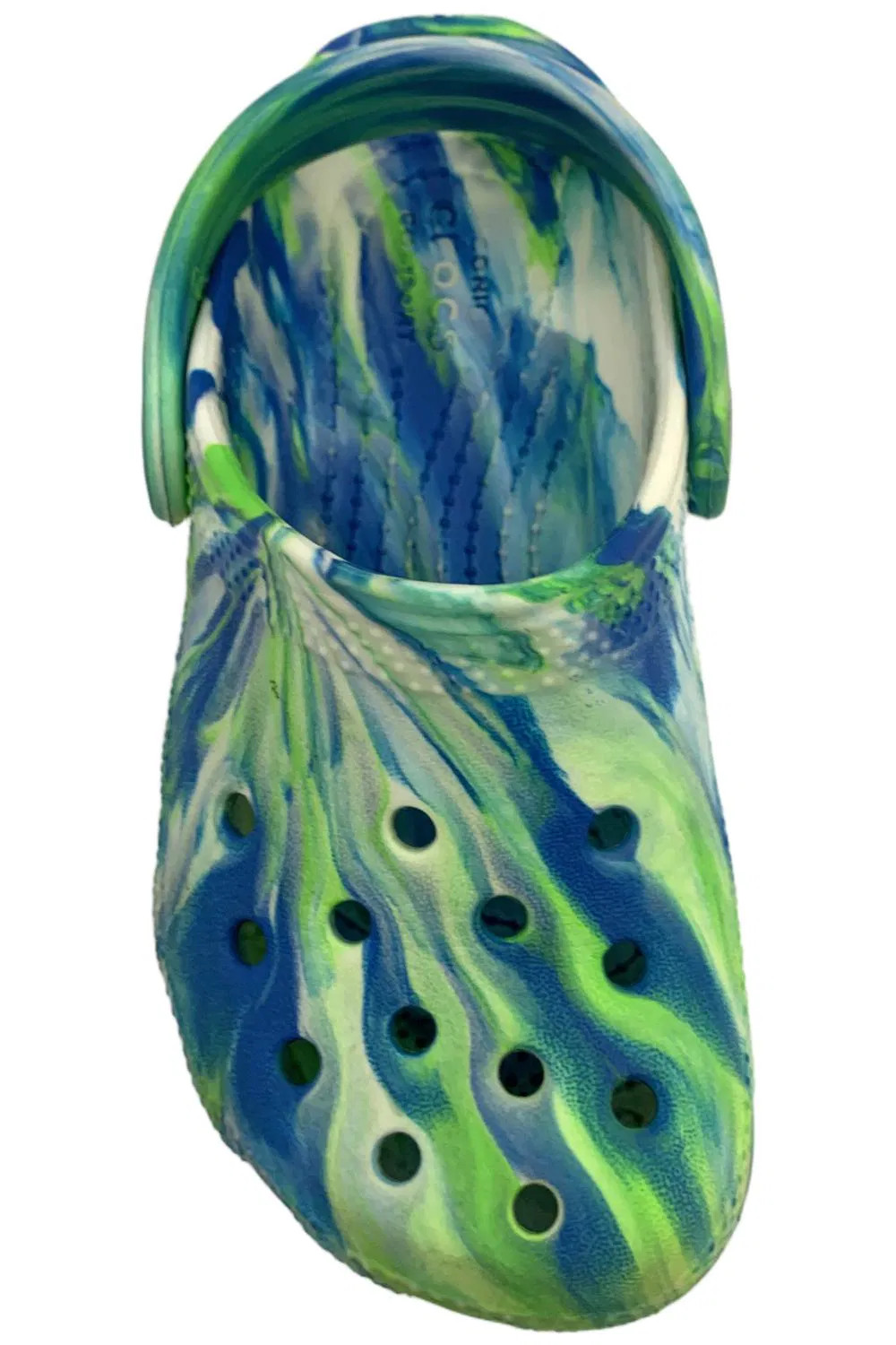 Crocs Toddlers Unisex Classic Marbled Tie-Dye Clog Prep Blue/Glow Dark image 2