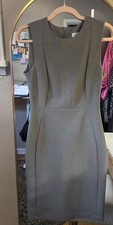 CALVIN KLEIN Woman Size 4 Heather Gray Neoprene Scuba Stretch Sheath Dress Work