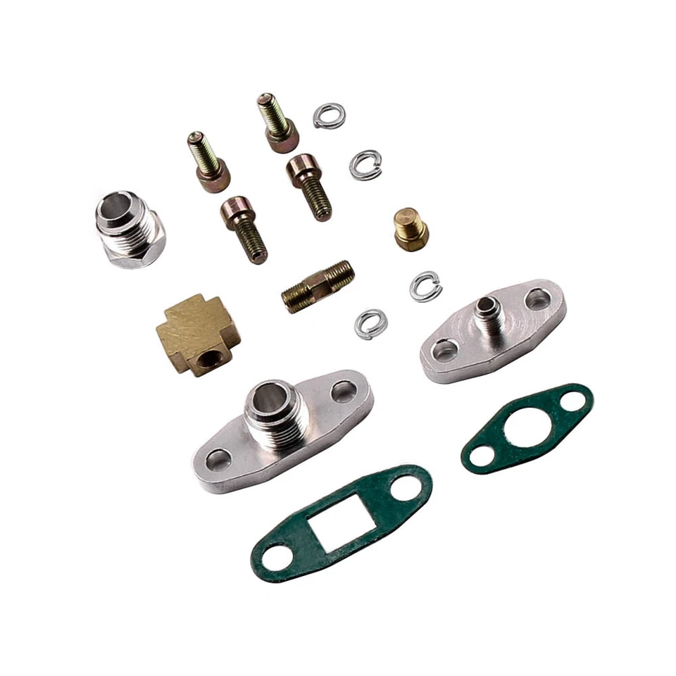 T04E T3/T4 A/R.63 74.2Trim 400HP Universal Turbocharger+Oil Feed+Drain Line Kit - Image 4 of 4
