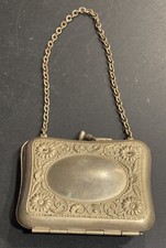 Anqitue Victorian-Era Silver Coin Purse with Chain