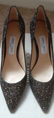 New! Jimmy Choo Romy 85 Bronze Mix Midnight Course Glitter Size US 