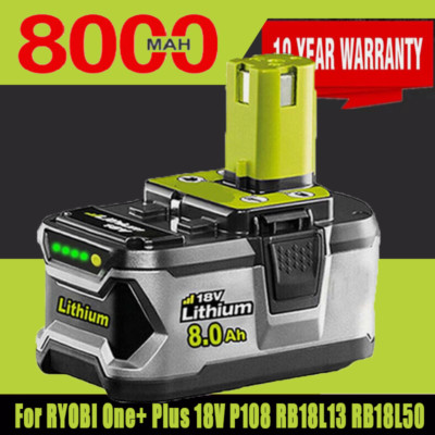 18V 8.0Ah Akku für RYOBI One Plus Lithium RB18L50 P108 P104 Batterie