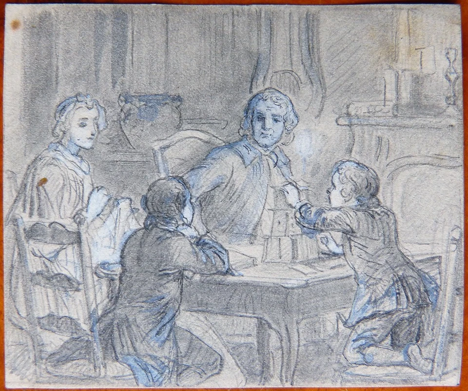 Petit dessin original illustration de Félix Philippoteaux (1815-1884) crayon - Photo 1/1