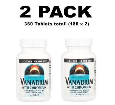Source Naturals, 2 PACK, Vanadium with Chromium, 180 Tablets (360 total!)