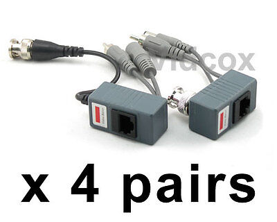 20 Pairs Video Audio Power Balun Transceiver BNC to Cat5/6UTP Cable CCTV 40 Pcs